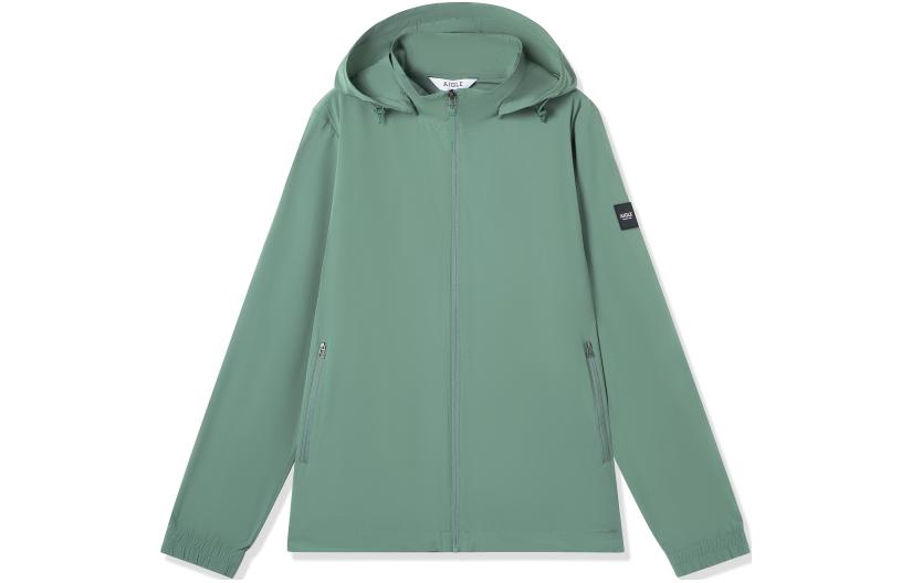 AIGLE Comfortable Long-Sleeve Jacket in Gray Green Q6524