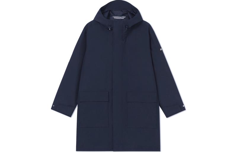 AIGLE Deep Blue Waterproof Windbreaker Jacket with Logo and Hood AM391