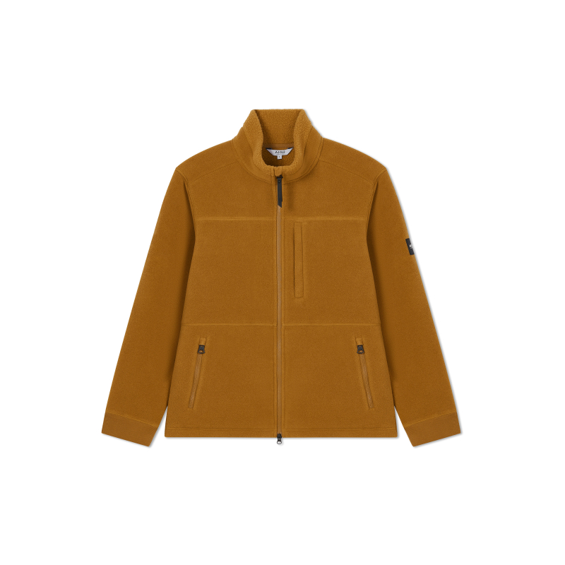 AIGLE Fleece Zip-Up Outdoor Jacket in Tobacco Brown AX451