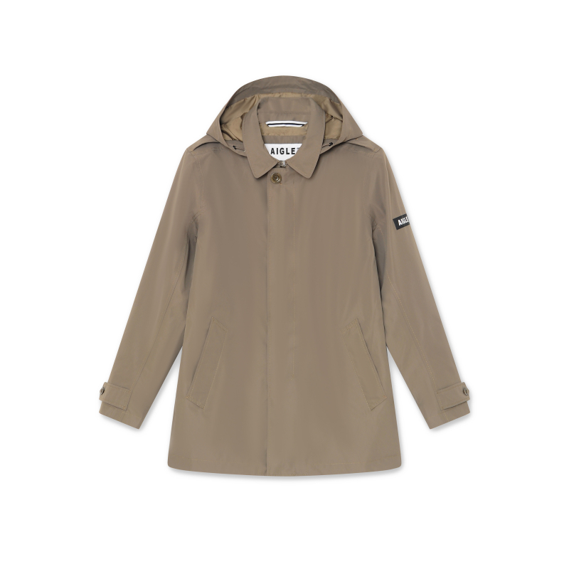 AIGLE GORE-TEX Gray-Brown Hooded Jacket with Adjustable Detachable Hood AE593