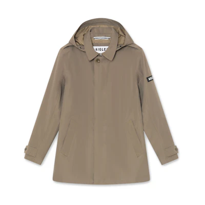 AIGLE GORE-TEX Gray-Brown Hooded Jacket with Adjustable Detachable Hood AE593