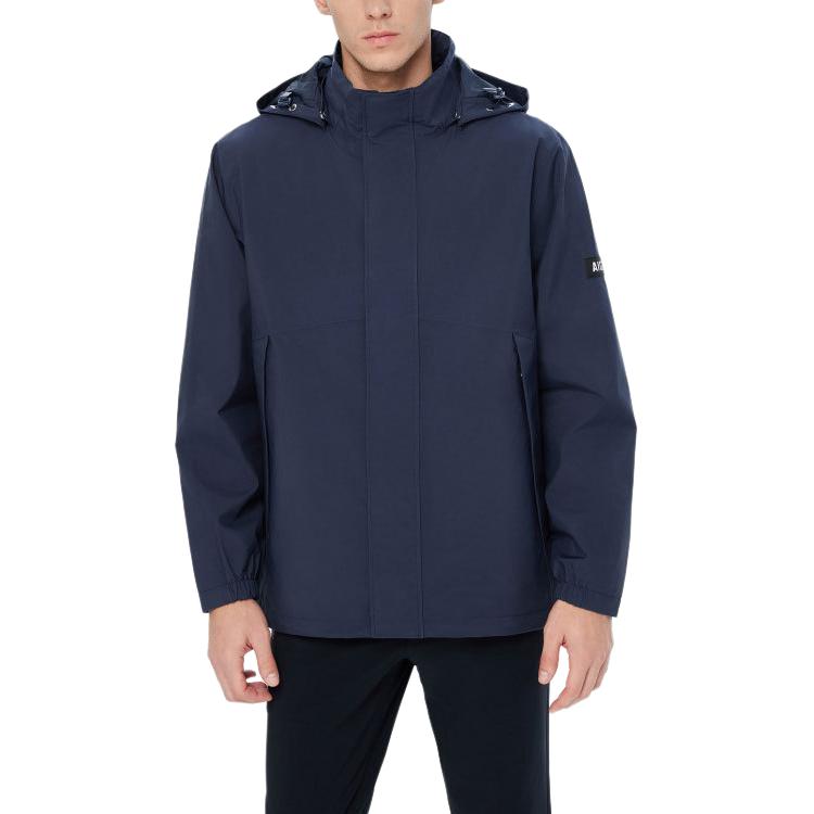 AIGLE GORE-TEX Waterproof Windbreaker Jacket with Removable Hood - Navy Blue AP397