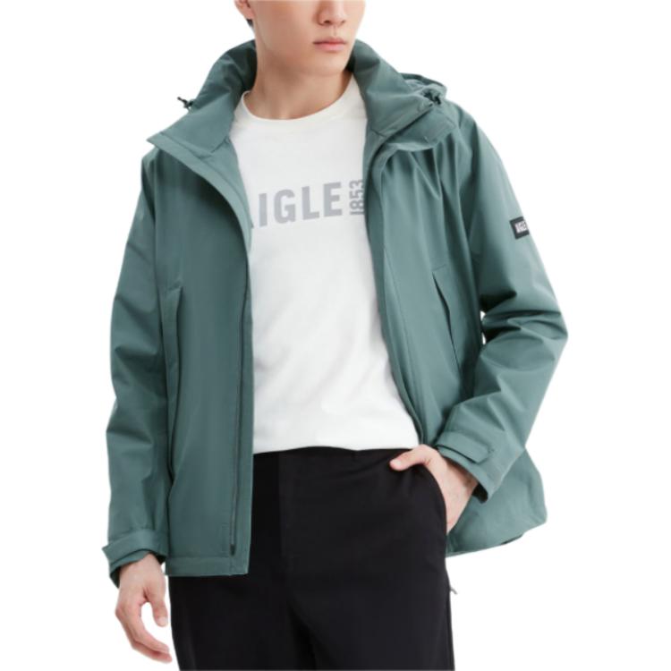 AIGLE GORE-TEX Waterproof Windproof Breathable Hoodie Jacket Stone Blue AJ471