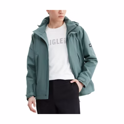 AIGLE GORE-TEX Waterproof Windproof Breathable Hoodie Jacket Stone Blue AJ471