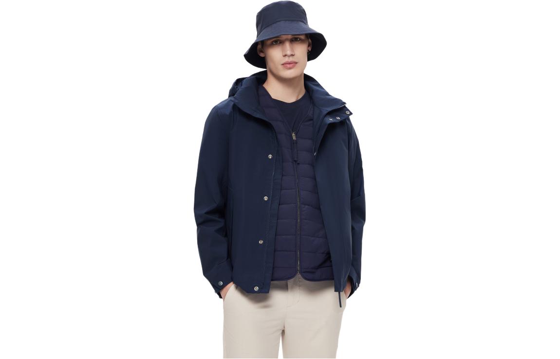 AIGLE GORE-TEX Waterproof Windproof Hooded Jacket - Dark Blue AJ601