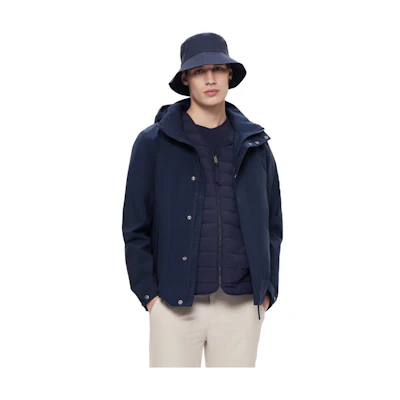 AIGLE GORE-TEX Waterproof Windproof Hooded Jacket - Dark Blue AJ601