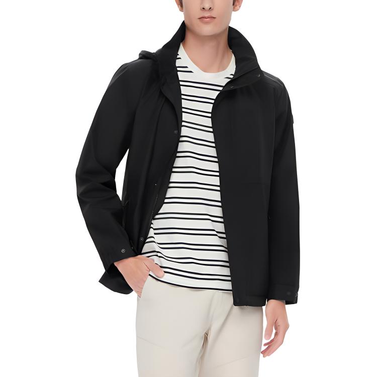 AIGLE GORE-TEX Windproof Waterproof Hooded Jacket Black AR241