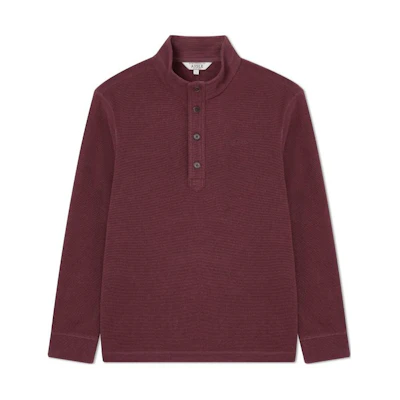 AIGLE Half-Zip Fleece Pullover with Logo Embroidery in Dark Maroon AX471