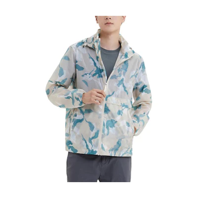 AIGLE Lightweight Water-Repellent Jacket Cream White with Print Pattern Q270G