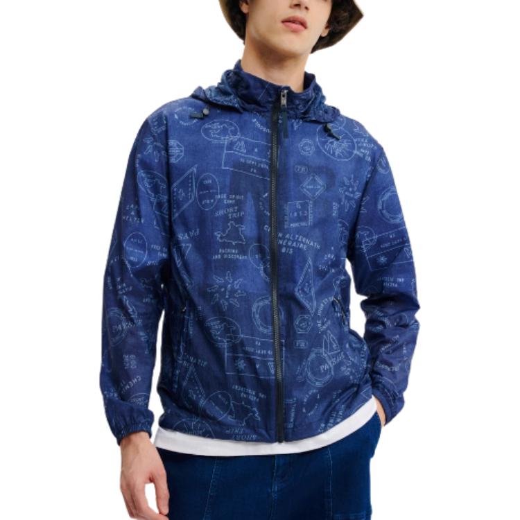AIGLE Lightweight Water-Resistant Hooded Jacket - Denim Blue AY141