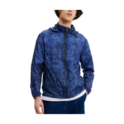 AIGLE Lightweight Water-Resistant Hooded Jacket - Denim Blue AY141