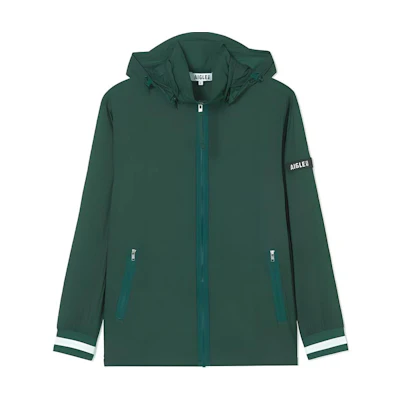 AIGLE Lightweight Water-Resistant Hooded Jacket in Pine Green AH234