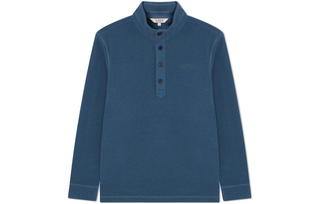 AIGLE Logo Embroidered Half-Zip Fleece Pullover Men’s Mineral Blue AX473