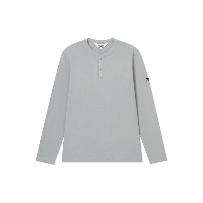 AIGLE Logo Fleece Pullover - Breathable & Warm in Griffon Gray AB318