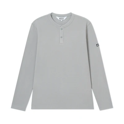 AIGLE Logo Fleece Pullover - Breathable & Warm in Griffon Gray AB318