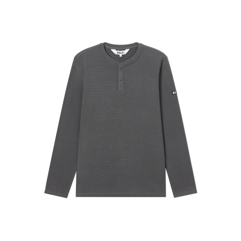 AIGLE Logo Fleece Pullover - Warm, Breathable - Carbon Grey AB316