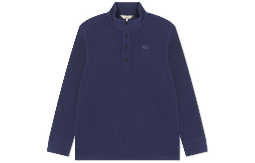 AIGLE Logo Fleece Pullover Jacket in Indigo - Warm and Comfortable AL414