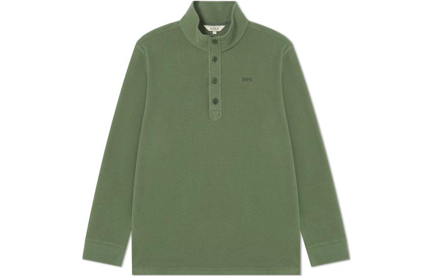AIGLE Logo Fleece Pullover with Stand Collar - Leaf Green AL412