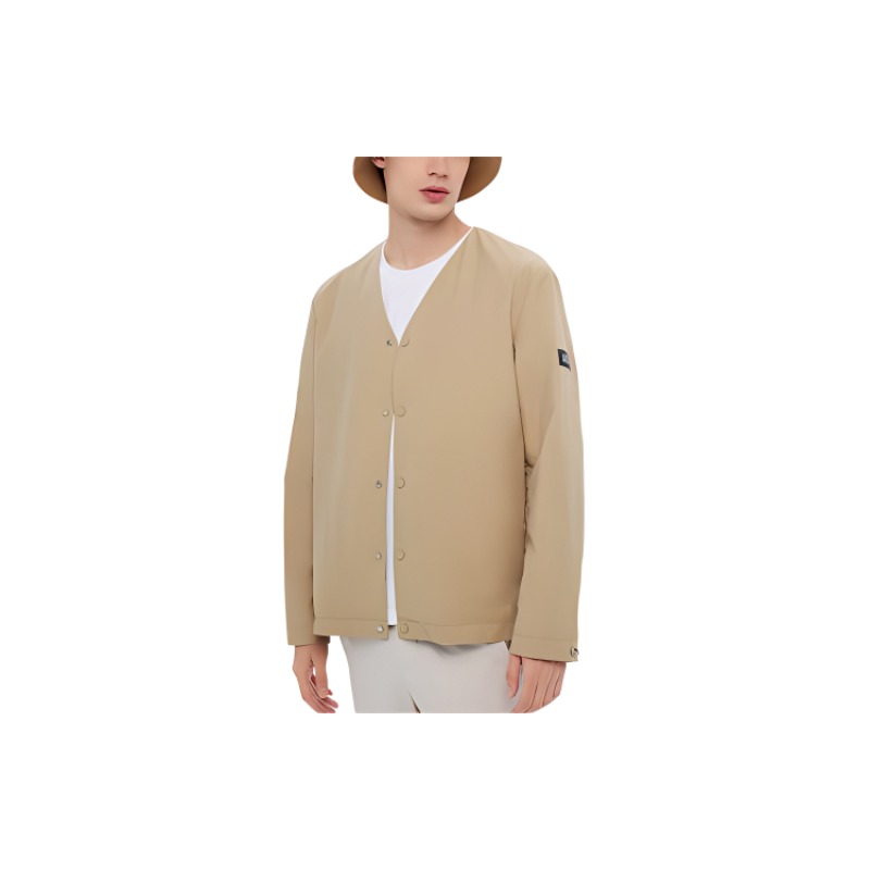 AIGLE Logo Lightweight Water-Resistant Casual Jacket for Men Beige Color AH172