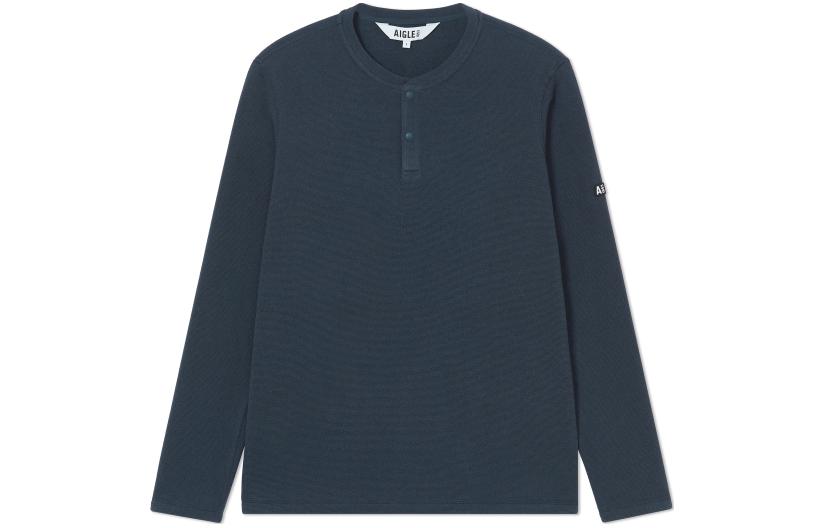 AIGLE Logo Warm Fleece Pullover Crewneck - Imperial Deep Blue AB313