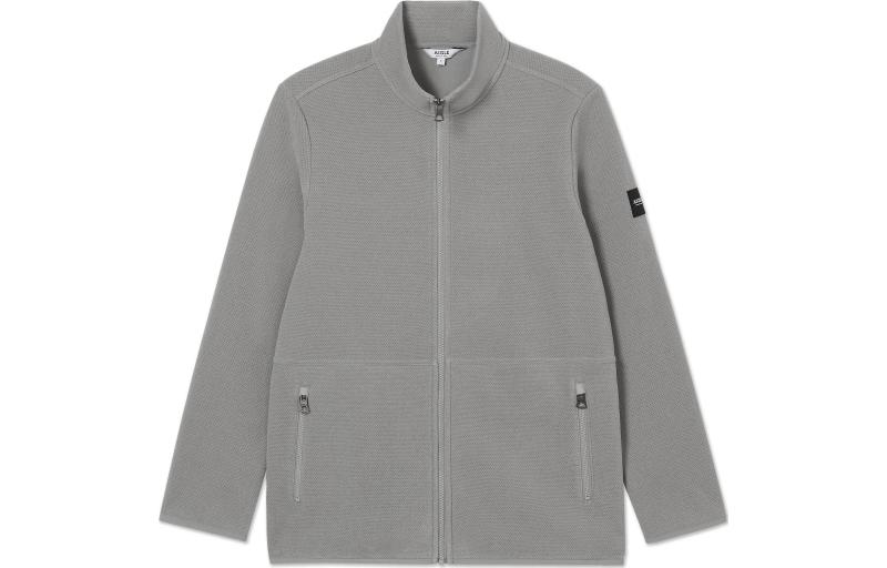 AIGLE Metallic Grey Fleece Outdoor Casual Jacket with Stand Collar Zipper AL512
