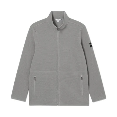 AIGLE Metallic Grey Fleece Outdoor Casual Jacket with Stand Collar Zipper AL512