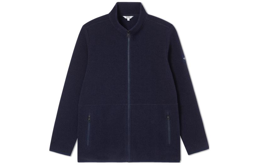 AIGLE Navy Blue Fleece Jacket - Solid Color Outdoor Casual Zip-Up AL511