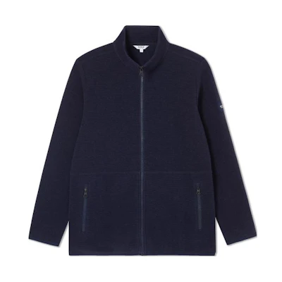 AIGLE Navy Blue Fleece Jacket - Solid Color Outdoor Casual Zip-Up AL511