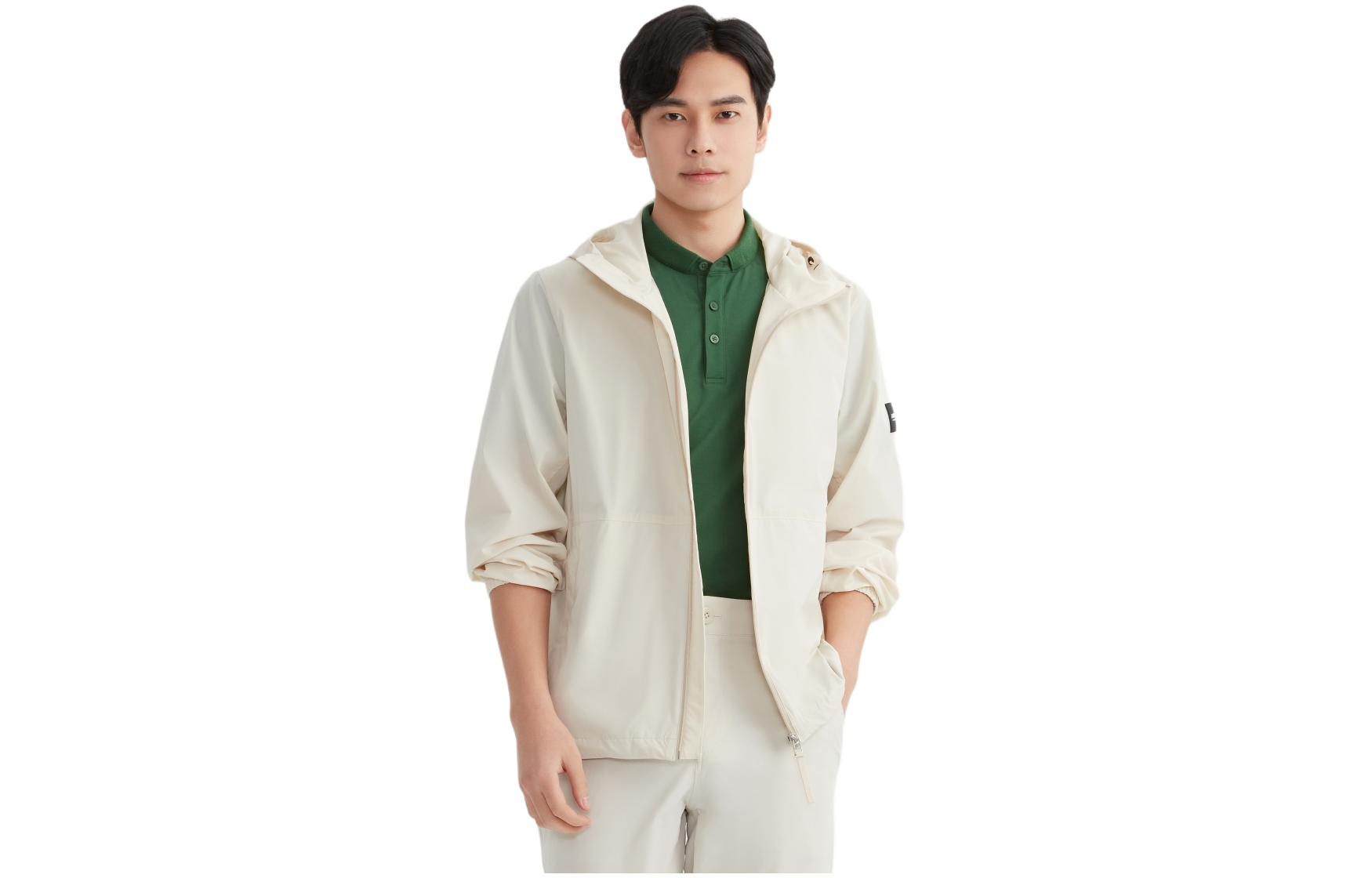 AIGLE Outdoor Hooded Zip Jacket Long Sleeve - Cream White Q192A