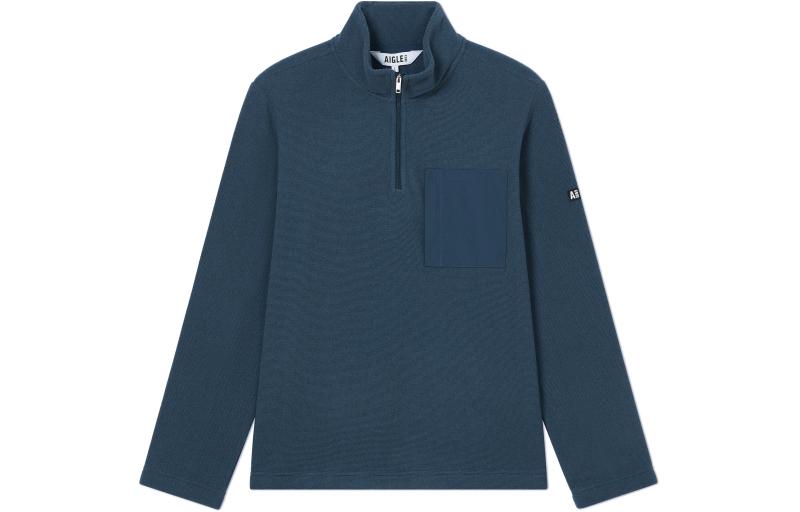AIGLE Outdoor Warm Casual Long-Sleeve Sweatshirt Light Navy Blue AR523
