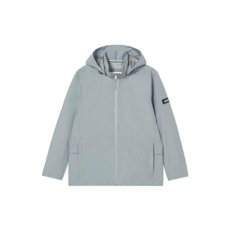 AIGLE Outdoor Waterproof Windproof Jacket Light Gray Long Sleeve Casual AM333