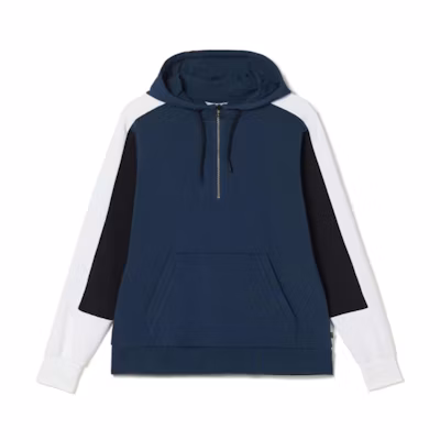 AIGLE Simple Cozy Color-Block Drawstring Hoodie Whale Blue N0066