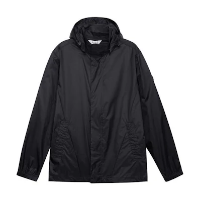 AIGLE Solid Black Waterproof Hooded Zip Jacket 8102200251