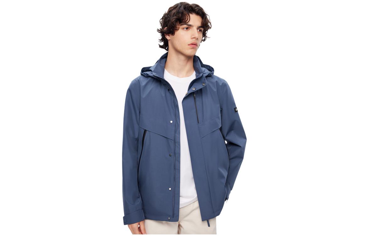 AIGLE Solid Color Zip Hoodie Jacket Swamp Blue AJ582