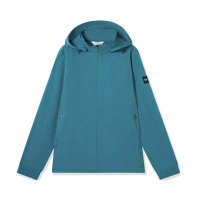 AIGLE Solid Hooded Zip Jacket in Ocean Blue Q6523