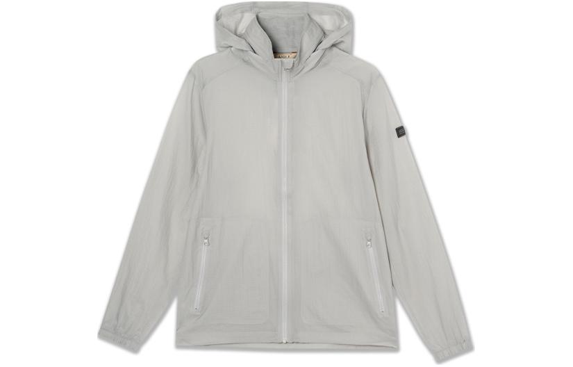 AIGLE Solid Zipper Casual Sports Jacket - Pebble Gray Q7933