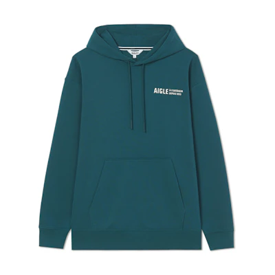 AIGLE Storm Blue Outdoor Hoodie with Logo Print Design AK73