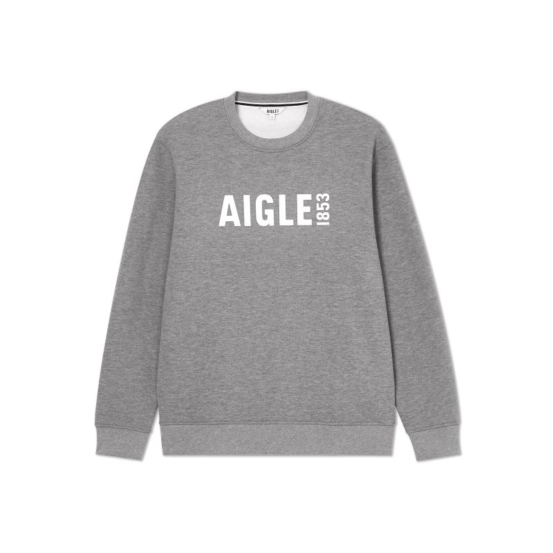 AIGLE Unisex Crewneck Letter Print Casual Sweatshirt Light Grey AF261