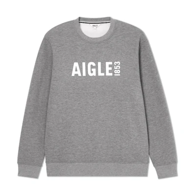 AIGLE Unisex Crewneck Letter Print Casual Sweatshirt Light Grey AF261
