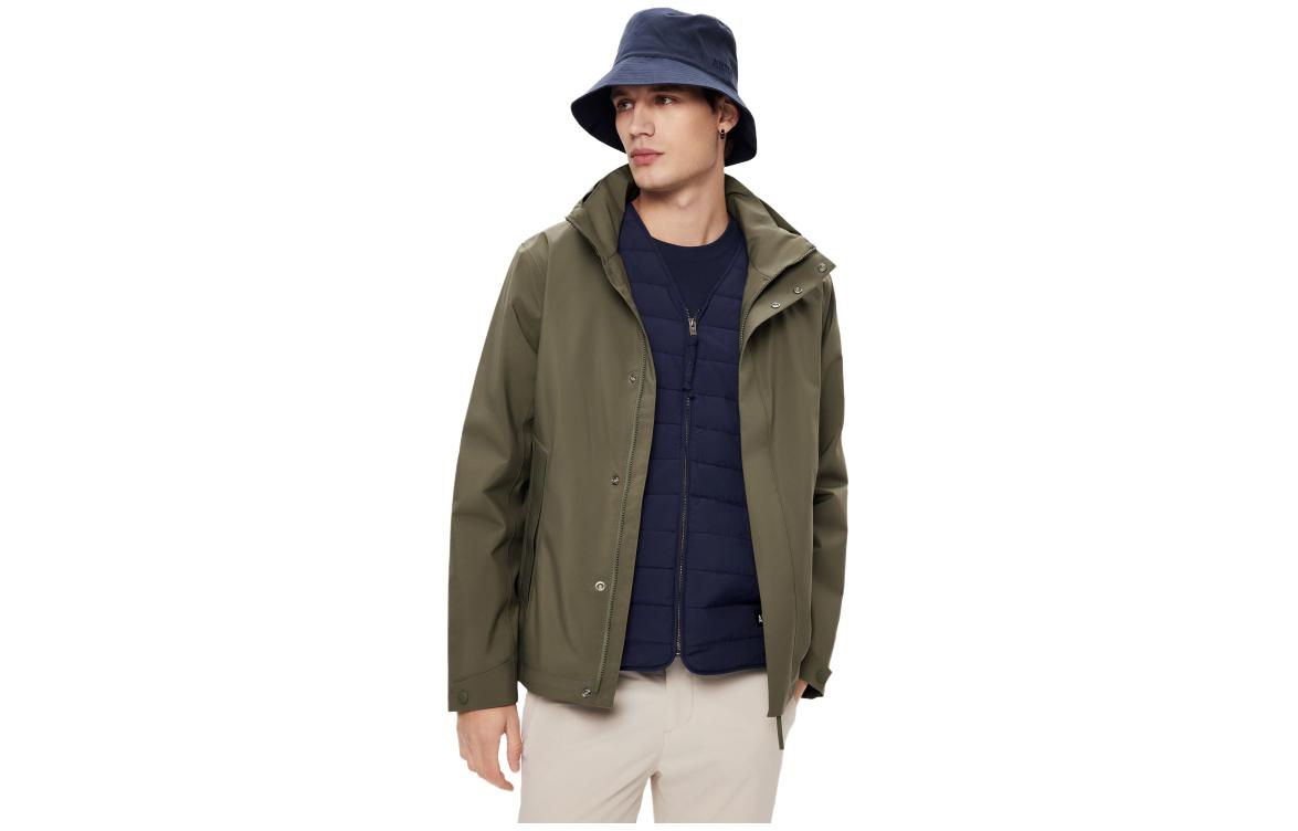 AIGLE Urban Outdoor Waterproof Hooded Jacket in Bush Green AJ605