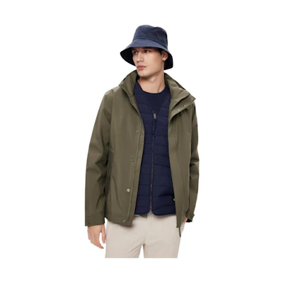 AIGLE Urban Outdoor Waterproof Hooded Jacket in Bush Green AJ605