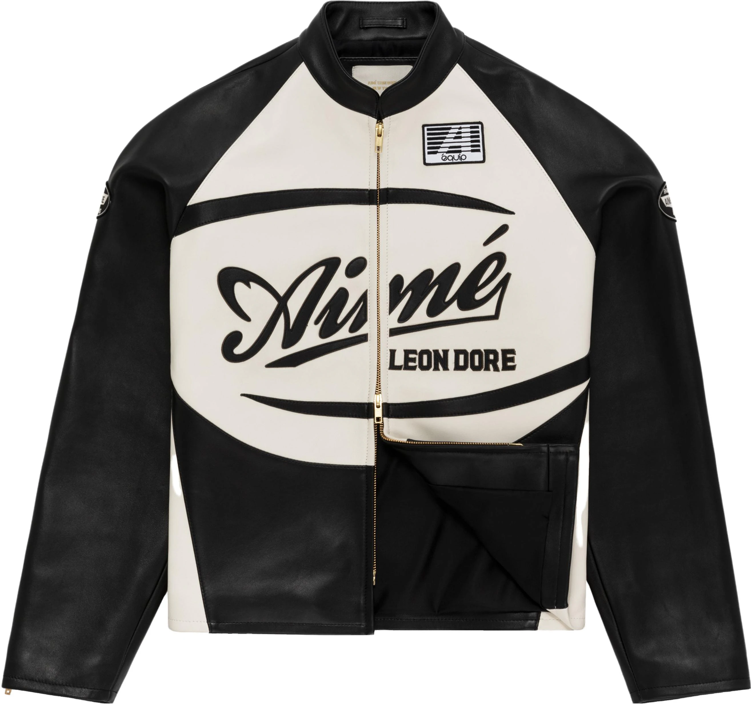 aime-leon-dore-black-white-leather-jacket-with-multicolor-logo-and-letter-embroidery-ss-23-wj-021