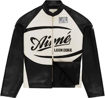 Aimé Leon Dore Black White Leather Jacket with Multicolor Logo & Letter Embroidery SS23WJ021 Aimé Leon Dore Black White Leather Jacket with Multicolor Logo & Letter Embroidery SS23WJ021