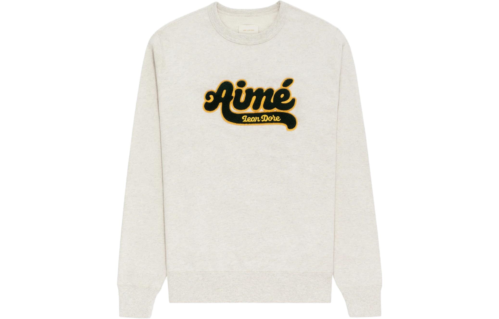 Aimé Leon Dore Embroidered Logo Crewneck Sweatshirt Unisex Gray White FW23CS011-0014