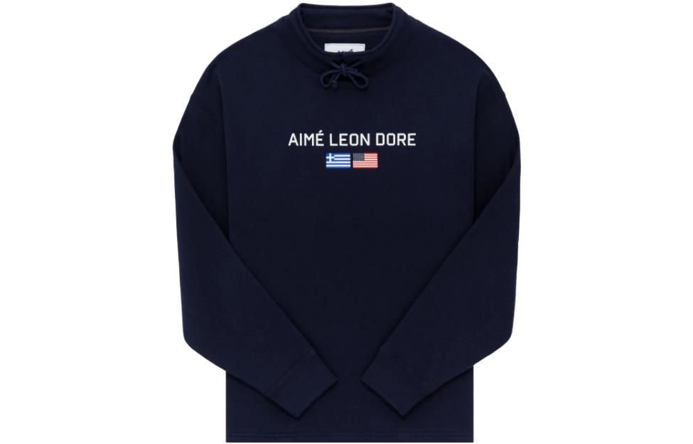 Aimé Leon Dore Letter Print Stand Collar Knit Drawstring Long Sleeve Sweater SU22CS001