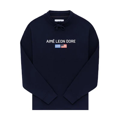 Aimé Leon Dore Letter Print Stand Collar Knit Drawstring Long Sleeve Sweater SU22CS001