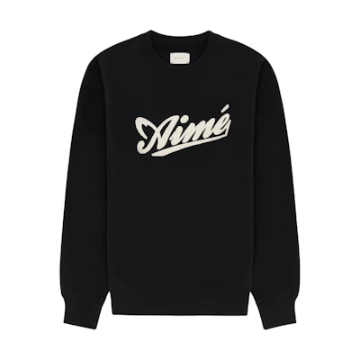 Aimé Leon Dore Logo Print Crewneck Pullover Sweatshirt Black () SS24CS012