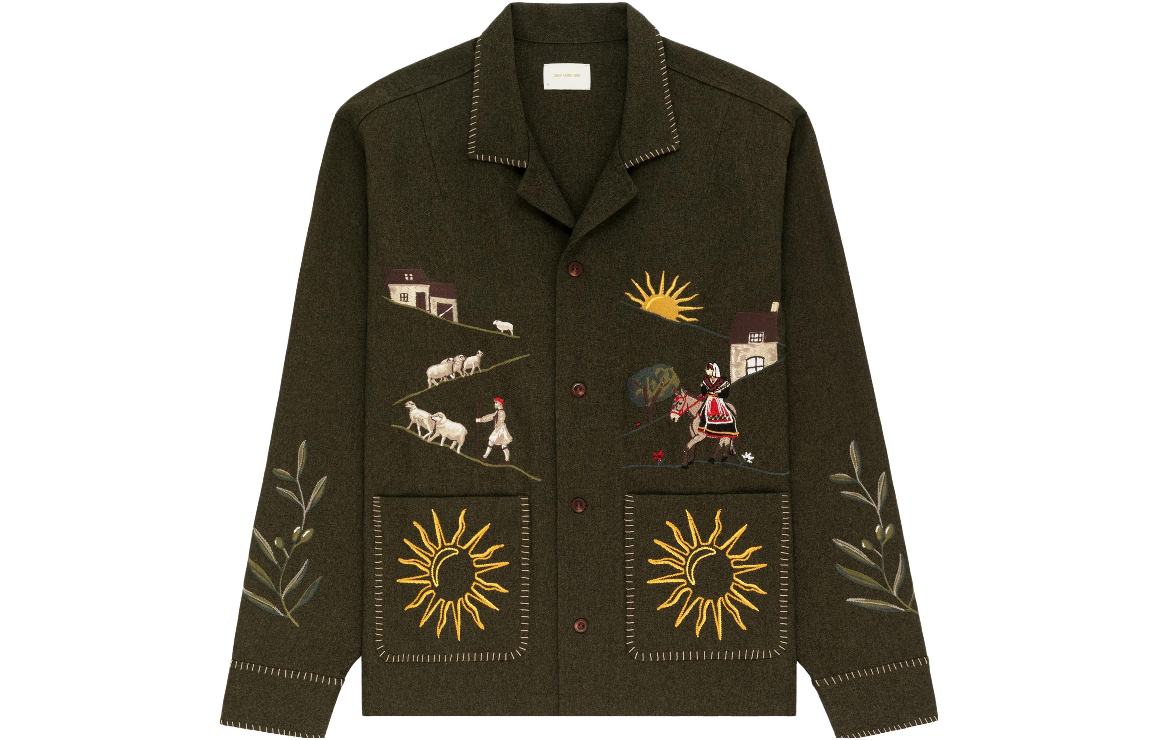 Aimé Leon Dore Olive Unisex Print Pocket Casual Jacket FW23WT019-0008