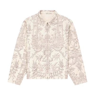 Aimé Leon Dore SS24 Como Print Full-Zip Jacket Cream Unisex Long Sleeve SS24WJ014-PRISTINE
