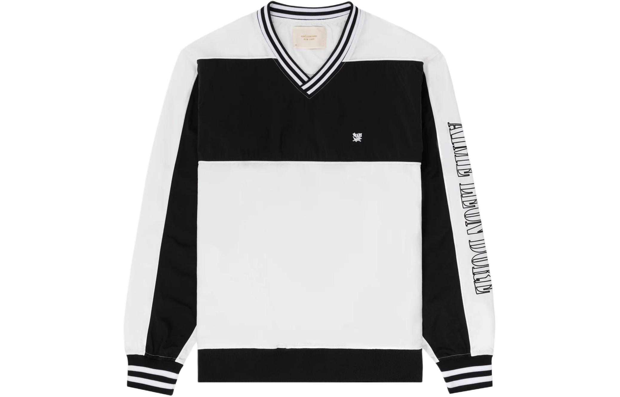 Aimé Leon Dore SS24 Embroidered Floral Badge Striped Collar Sweatshirt White Unisex SS24WJ008-BRIGHTWHITE